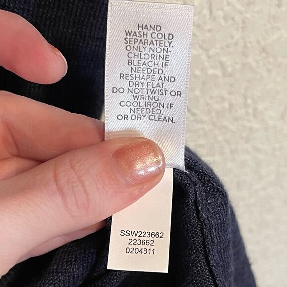 J. Jill- Navy Blue Linen Short Sleeve Button Down Cardigan Sweater, Sz S Petite - Picture 8 of 8